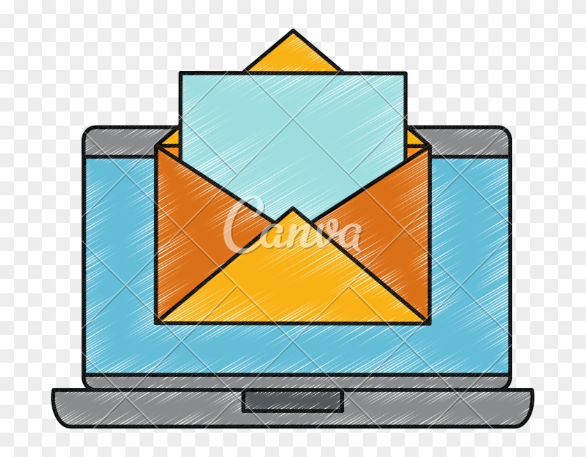 Laptop Computer With Envelope Mail - Diagram #1457611