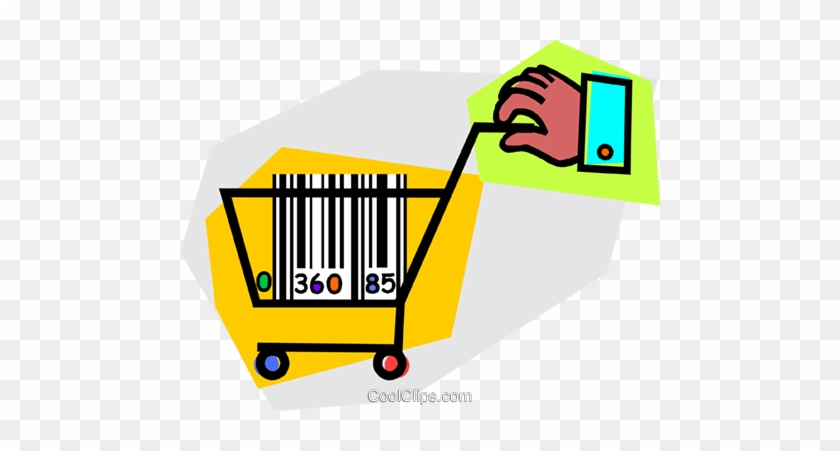 Hand With Shopping Cart And Bar Code Royalty Free Vector - Illustration #1457723