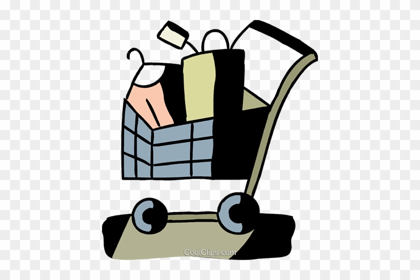 Shopping Cart With Clothes Royalty Free Vector Clip - Carrinho De Compras Roupas #1457728