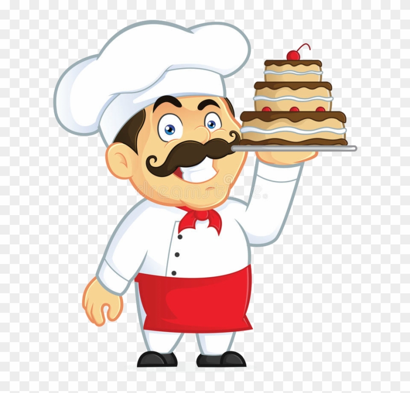 525px Chef Chocolate Cake Clipart Picture Cartoon Character - Baker With Cake Clipart #1458051