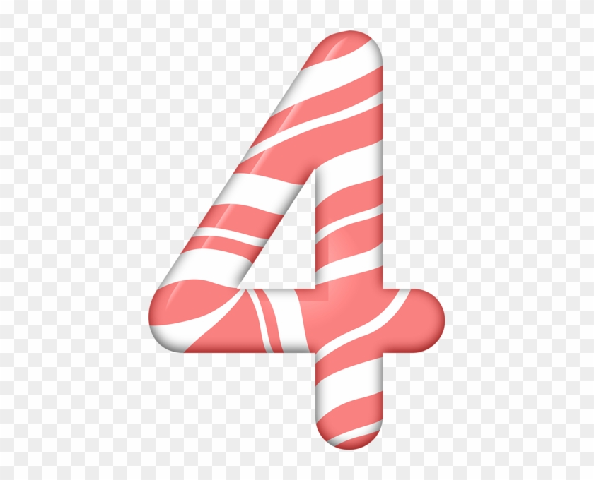 Candy Clipart Four - Candy Cane Numbers Png #1458219