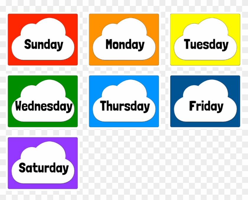 Days Of The Week Small - Flash Card Days Of The Week #1458404