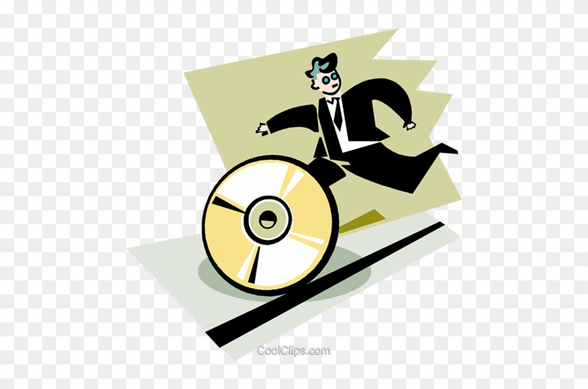 Businessman Running After A Cd Rom Royalty Free Vector - Software #1458483