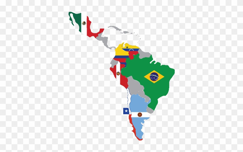 Latin America Map With Flags Clipart - Spanish Speaking Countries Map Flags #1458900