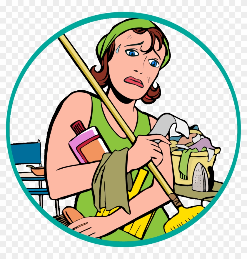 Clipart Mom Cleaning Room - Miserable Housewife Clip Art #1459081