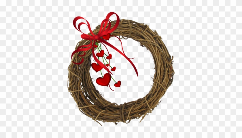 Clip Art Of A Valentine Grapevine Wreath - Valentine Day Png #1459470