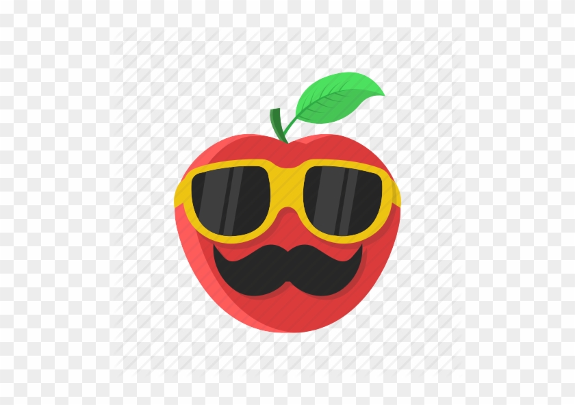 Moustache Clipart Cartoon Apple Green Apple Cartoon - Apple With A Mustache #1459661