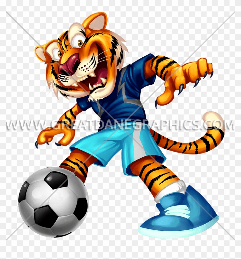 Tiger Kick - Cartoon Tiger Playing Sports #1460145