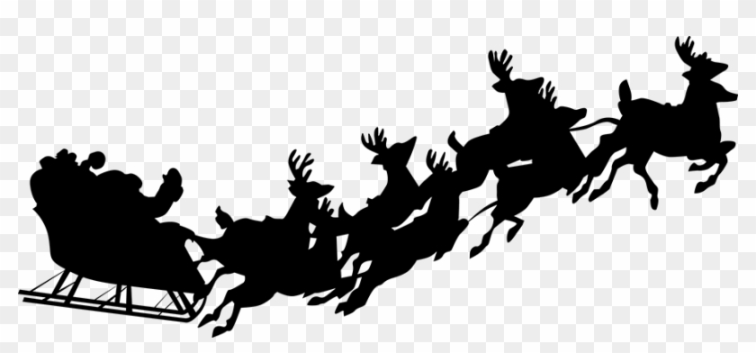 Graphic Freeuse Download Santas Silhouette At Getdrawings - Silhouette Of Santa Sleigh Transparent #1462389