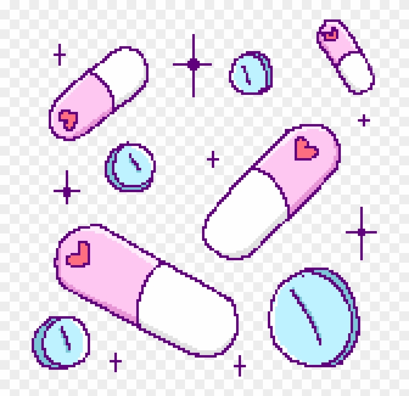 Pixel Pills Kawaii Pink Wicca Pretty - Cute Transparent Pixel Cacti #1462532