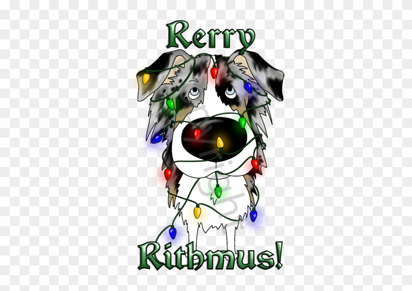 Australian Shepherd Rerry Rithmus Greeting Cards - Bluemerleaussielightsinside2x Oval Car Magnet #1462616