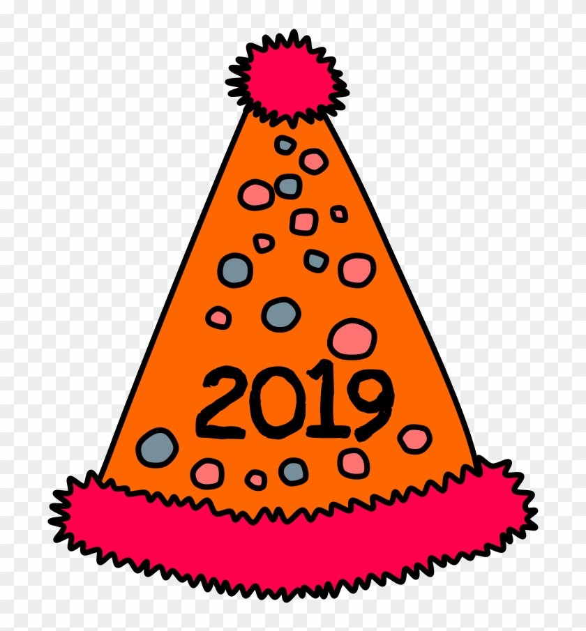 Party Hat, Pom-pom, Tinsel, Dots, 2019, Red, Orange - Party Hat #1462807