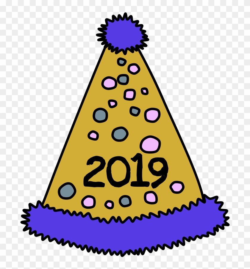 Party Hat, Pom-pom, Tinsel, Dots, 2019, Purple, Gold - Party Hat #1462808