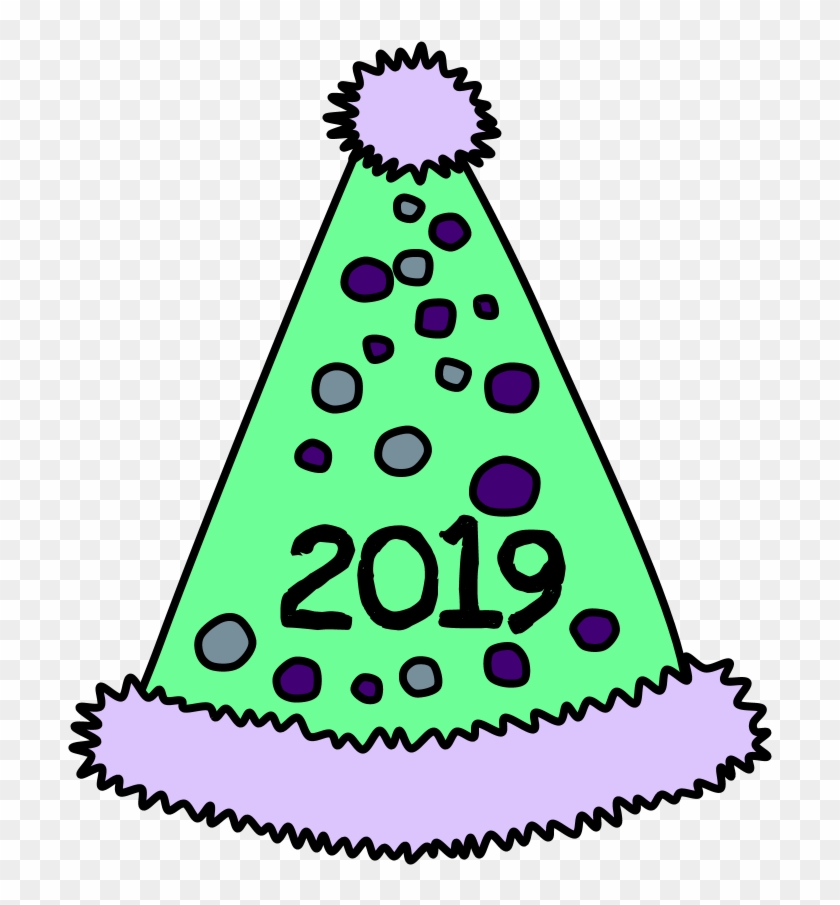 Party Hat, Pom-pom, Tinsel, Dots, 2019, Purple, Green, - Yellow #1462826