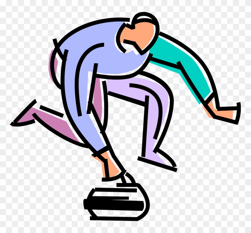Curler Lining Up His Shot Royalty Free Vector Clip - Curling #1462836