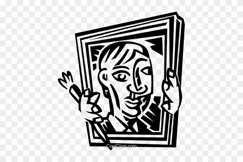Artist Holding Up A Picture Frame Royalty Free Vector - Artist #1462846