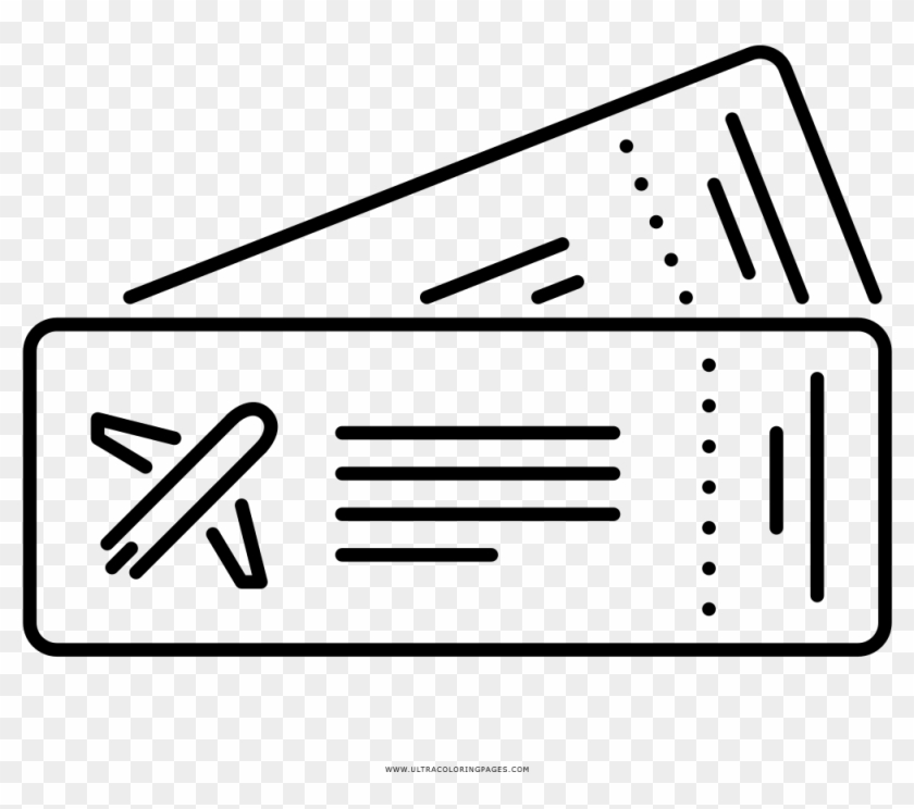 Airplane Ticket Coloring Page - Boarding Card Clipart Black And White #1463692