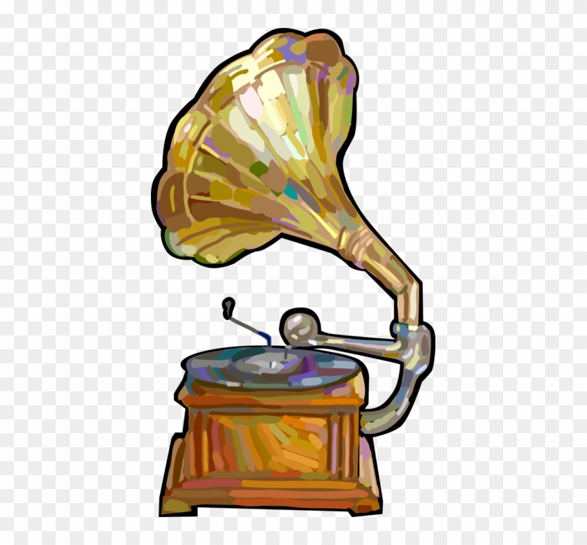 Vintage Phonograph Royalty Free Vector Clip Art Illustration - Old Record Player #1464098