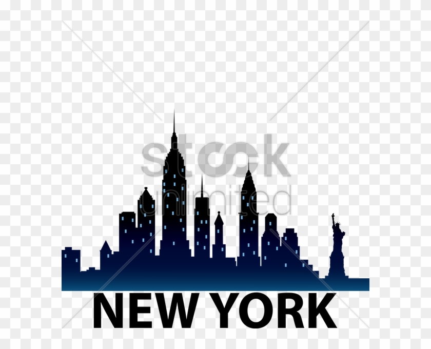 New York City Skyline Silhouette Vector Graphic - Statue Of Liberty #1464749