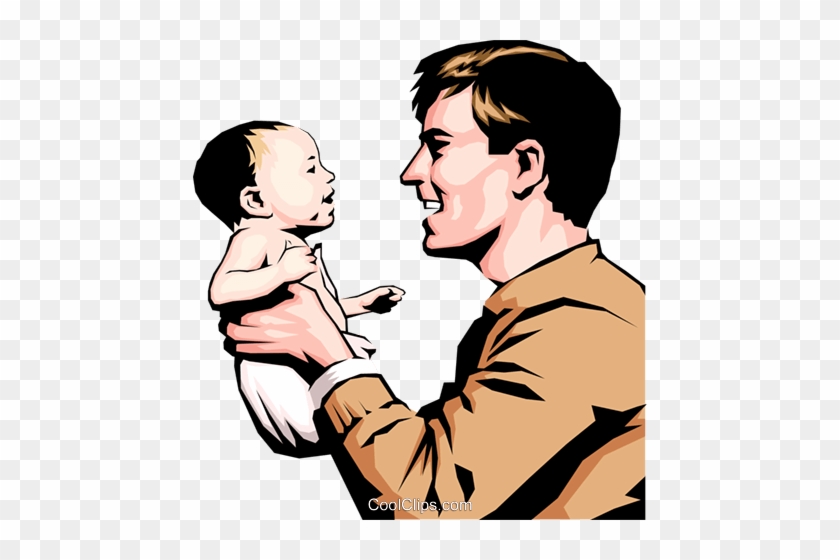 Father & Child Royalty Free Vector Clip Art Illustration - Cartoon Dad And Baby #1465797