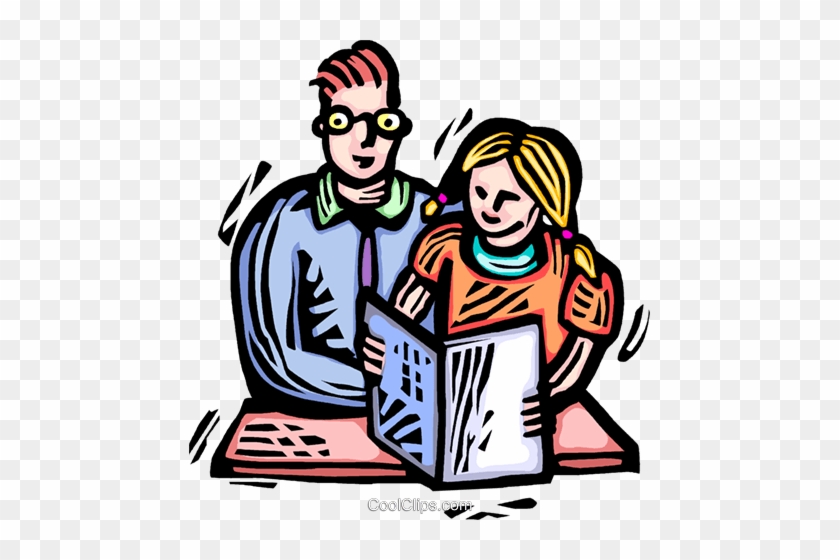 Father Reading With A Child Royalty Free Vector Clip - Clipart Tutoring #1465802