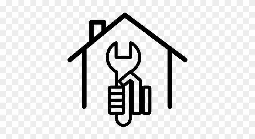 Wrench Repair House Icon - Paint Roller Clip Art #1466137