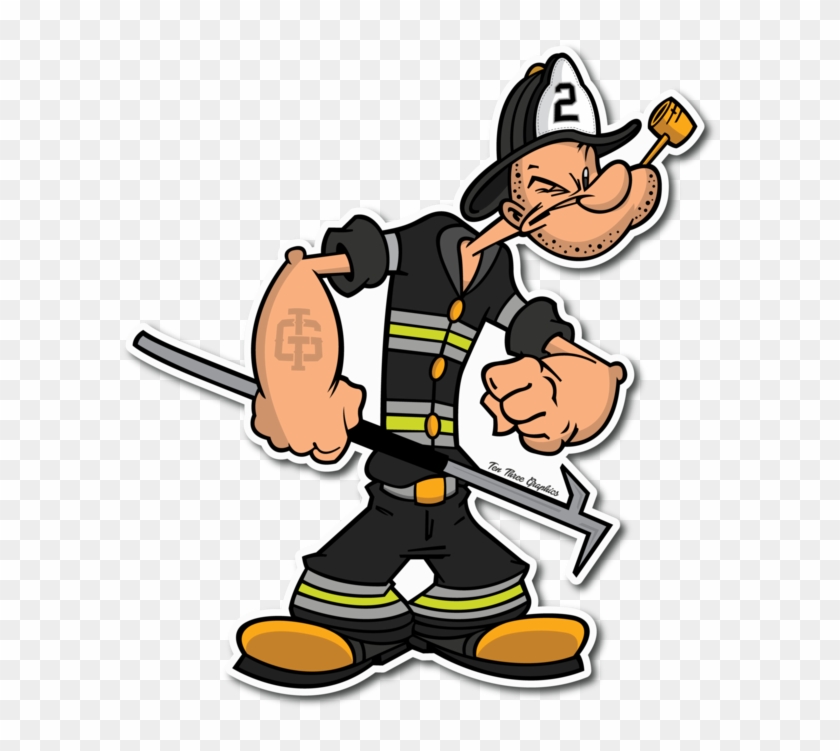 Engine Man Decal Funny Firefighter Pinterest Third - Popeye Firefighter #1466376