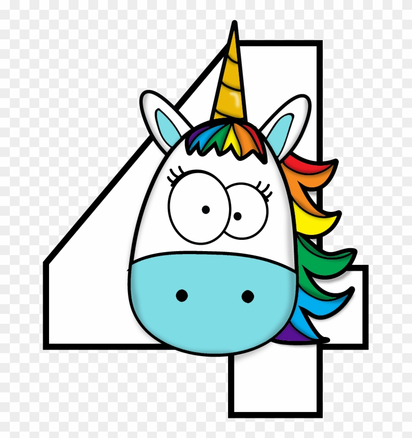 Drawing Birthday Celebration - Unicorn Number 4 #1467281