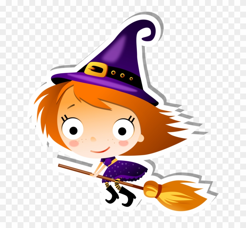 Cute Flying Witch On A Broom - Adult 5.2 Oz Long Sleeve Tee Halloween Pirate Cartoon #1467405