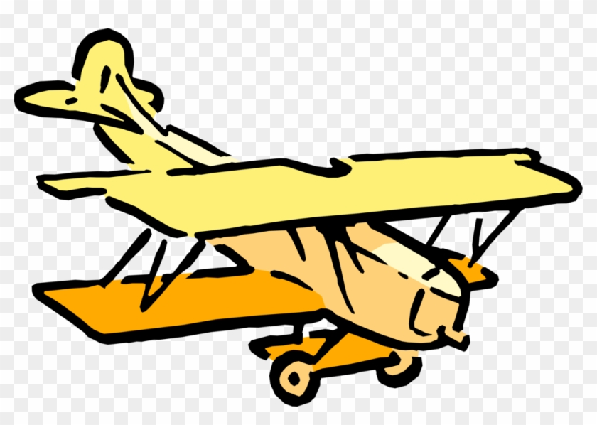 Cartoon Biplane Royalty Free Vector Clip Art Illustration - Aereo Gif Animata #1467714