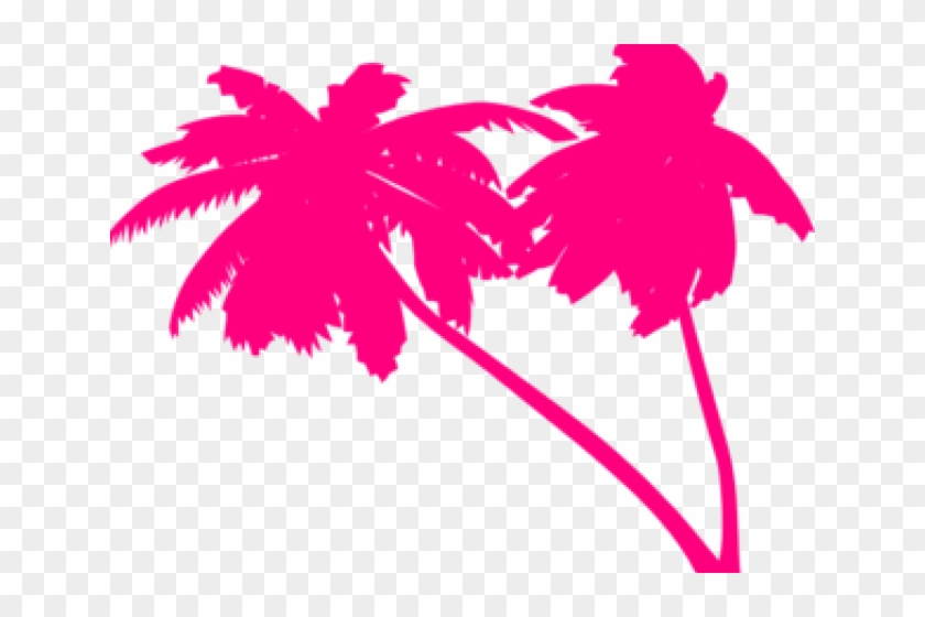 Pink Beach Cliparts - Palm Trees Vector Png #1467990