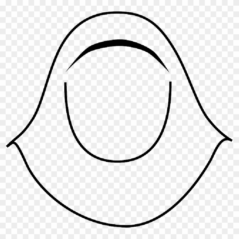 Head Icon Outline Drawing Woman Girl Cartoon - Hijab Clip Art #1468265