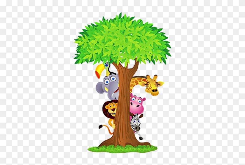 Jungle Animals Clipart - Tree And Animals Clipart #1468617