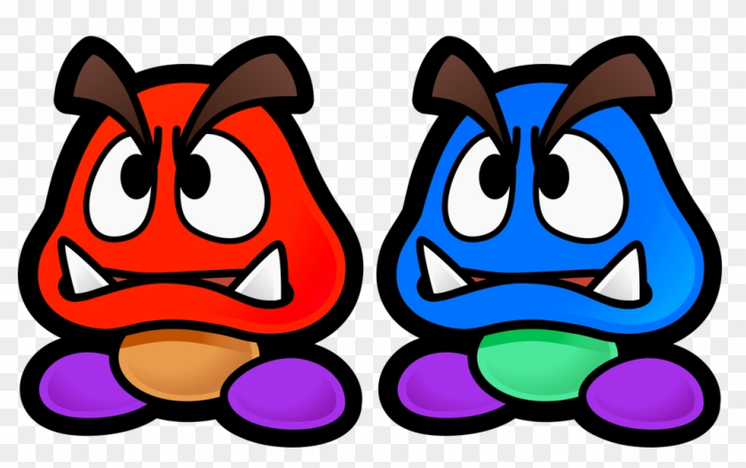 Paper Mario Red And Blue Goomba By Koopshikinggeoshi - Paper Mario Red Goomba #1468828