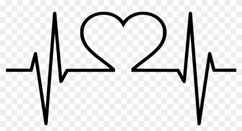 Heartbeat Rhythm Line With Heart Shape In The Center - Heart Beat Clip Art Black And White #1469044