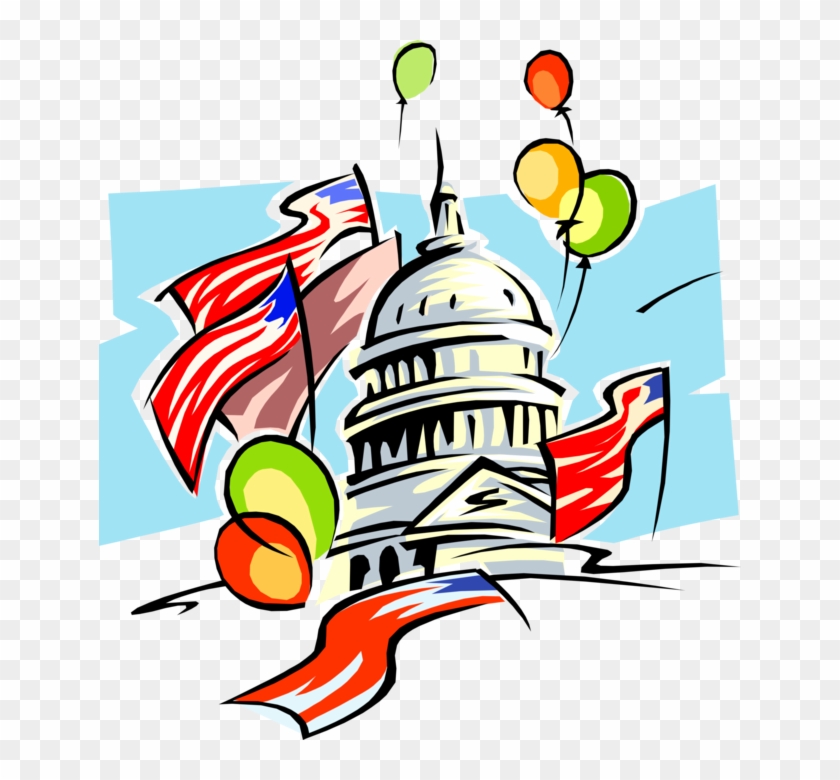 Clip Art Vector Illustration Of Washington Capitol - United States Capitol #1469371