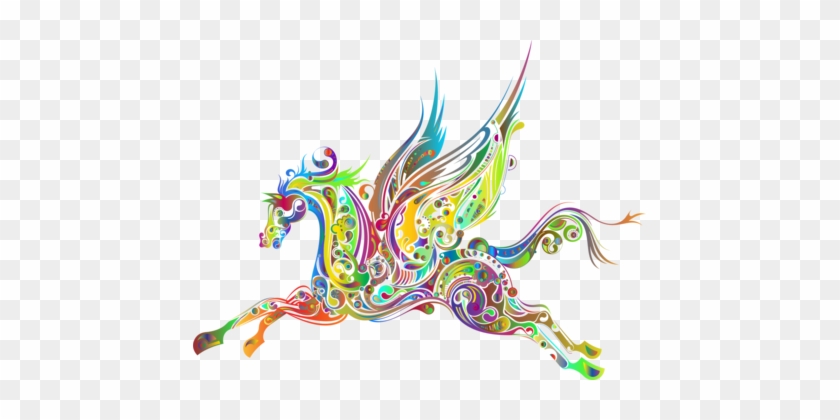 Flying Horses Pegasus Drawing Abstract Art - Unicorn Abstract Art #1469467
