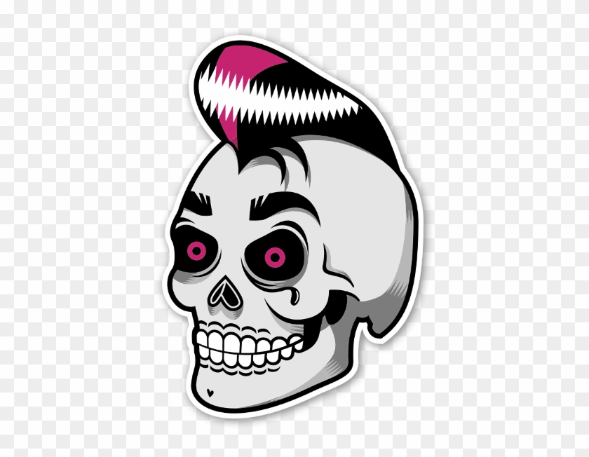 Rockabilly Skull Sticker - Calavera Rockera Png #1469898