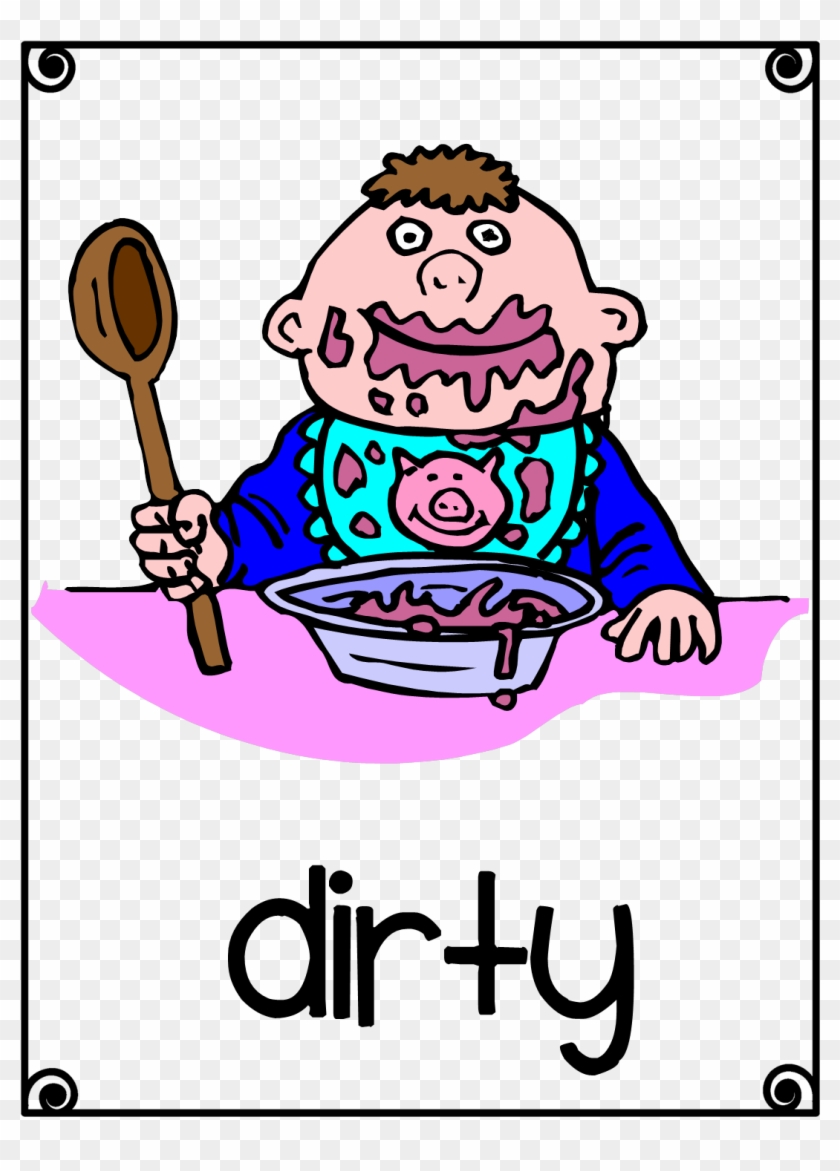 Jpg Transparent Dirty Clipart Opposite Adjective - Dirty And Clean Flashcard #1470406