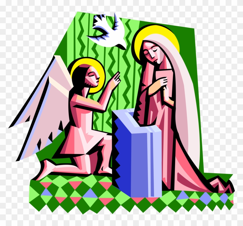 Vector Illustration Of Spiritual Angel Gabriel With - Mary #1470613
