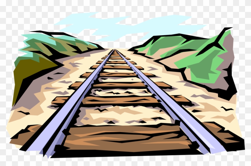 Vector Illustration Of Railway Train Rail Tracks - Desenho Trilho De Trem #1471863