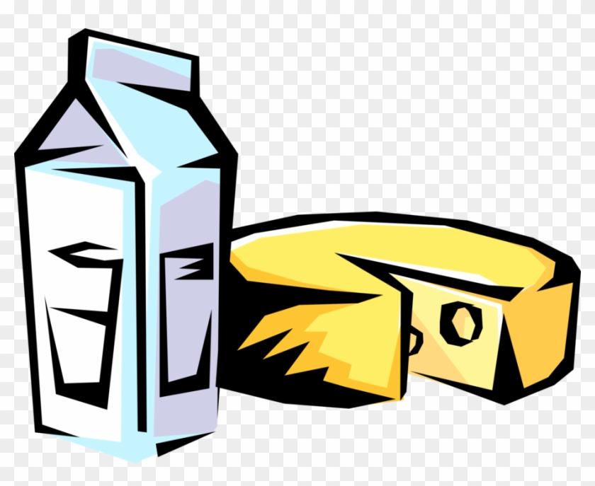 Vector Illustration Of Dairy Milk And Cheese - Vector Illustration Of Dairy Milk And Cheese #1473405