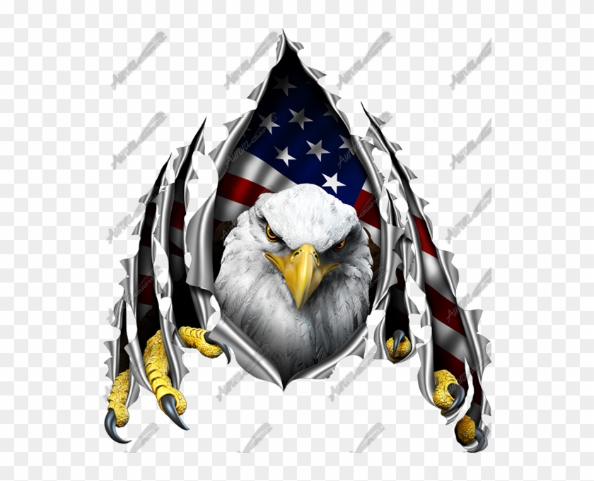 Download Eagle Ripping Through American Flag Clipart - American Flag Eagle Rip #1473759