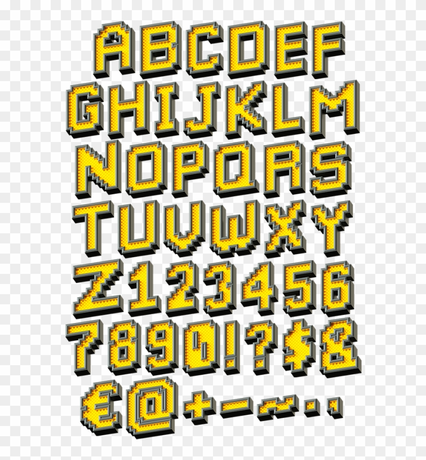 Clip Art Led Font Show Your - Pixel Art Yellow Alphabet #1473939