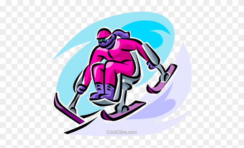 Disabled Downhill Skier Royalty Free Vector Clip Art - Disability #1474239