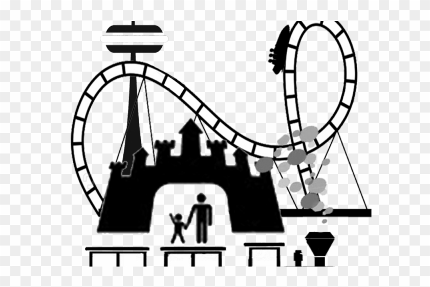 Amusement Park Clipart Silhouette - Amusement Park Clipart Black And White #1474251