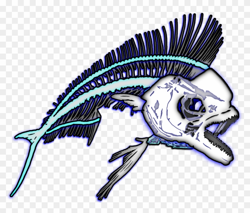Banner Free Download Mahi Fish Bones Graphic - Mahi Mahi Drawn #1474310