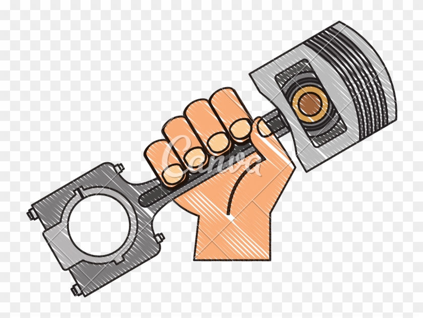 Hand With Piston Engine Piece Icon - Hand With Piston Engine Piece Icon #1474536