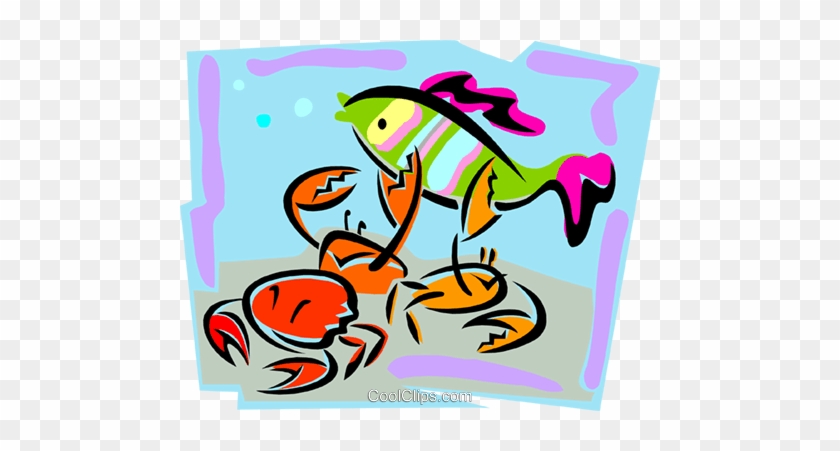 Aquatic Design With Fish And Crabs Royalty Free Vector - Aquatic Design With Fish And Crabs Royalty Free Vector #1475325