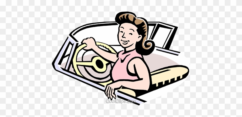 Woman Driving Car Royalty Free Vector Clip Art Illustration - Woman Driving Car Royalty Free Vector Clip Art Illustration #1476131